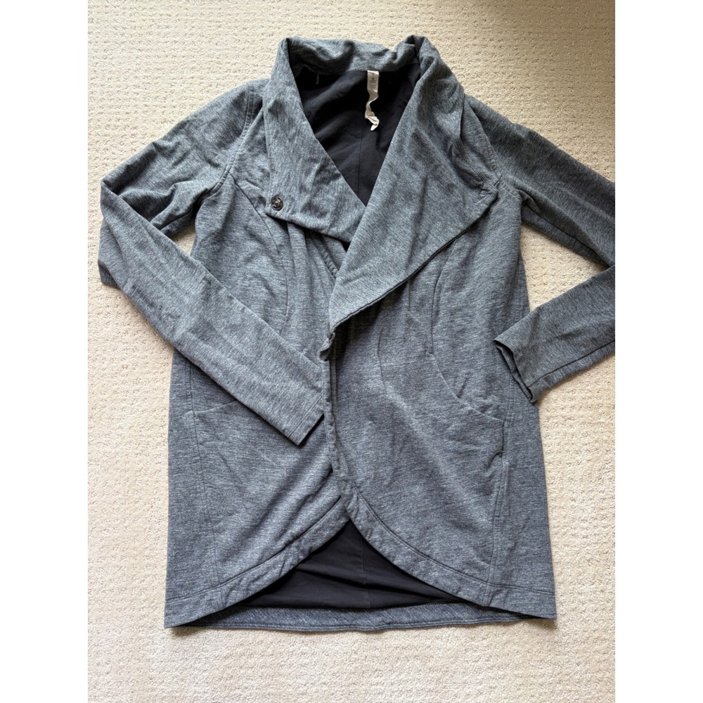 Lululemon Wrap Jacket Size 8 Gray Cotton Blend Asymmetric Sporty Casual Luxury